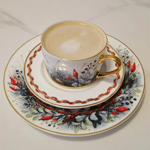 欧式轻奢假日圣诞壶咖啡杯骨瓷婚宴礼品乔迁茶杯餐盘点心盘批发