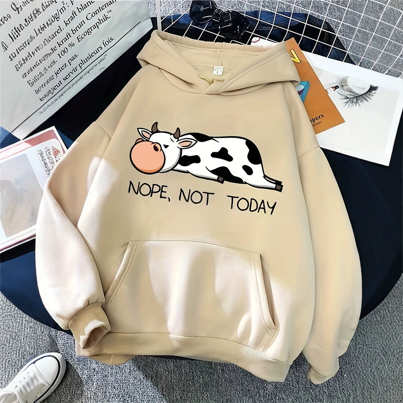 NOPE NOT TODAY Cow Print Hoodie, Quirky and Healing Pullover for Men and Women. NOPE NOT TODAY Cow Print Hoodie, Quirky and Healing Pullover for Men and Women.