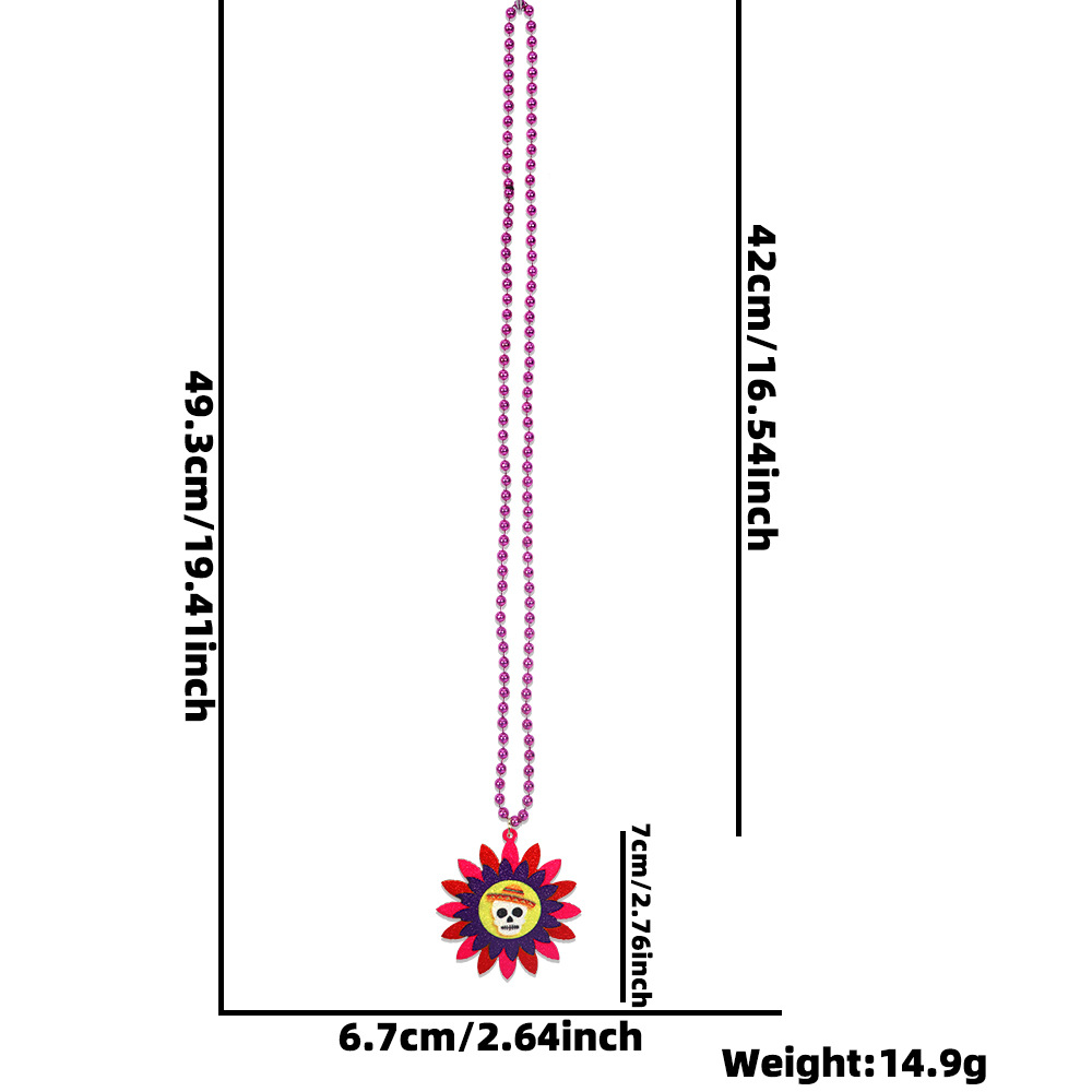 Día de los Muertos Collar de Decoración de Esqueleto 5 de Mayo Fiesta de Fotografía Accesorios de Esferas de Pimienta Sombrero de Paja