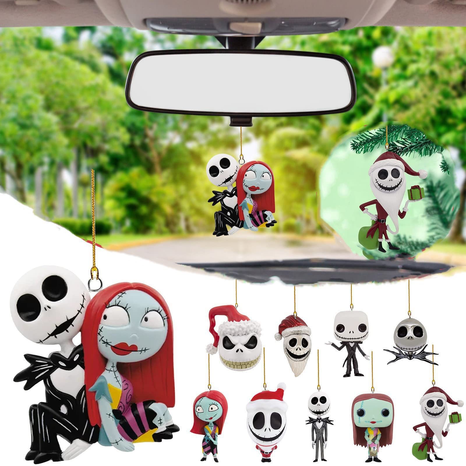 Halloween 2D plano nuevo terror muñeca colgante acrílico transfronterizo espejo retrovisor de automóvil colgante decoración para el hogar
