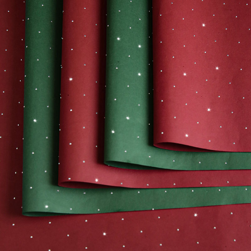 Huaxi Navidad papel de embalaje fantasma serie con diamante de papel de brillo de alto grado florista regalo florista embalaje de flores