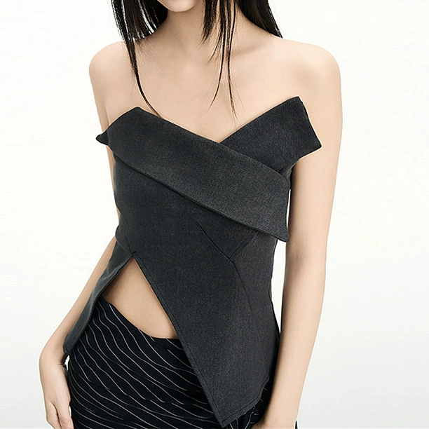 IUNAE LUMEN оригинальный дизайн 25 летний сексуальный топ без рукавов для похудения короткий топ с обертыванием на груди для женщин