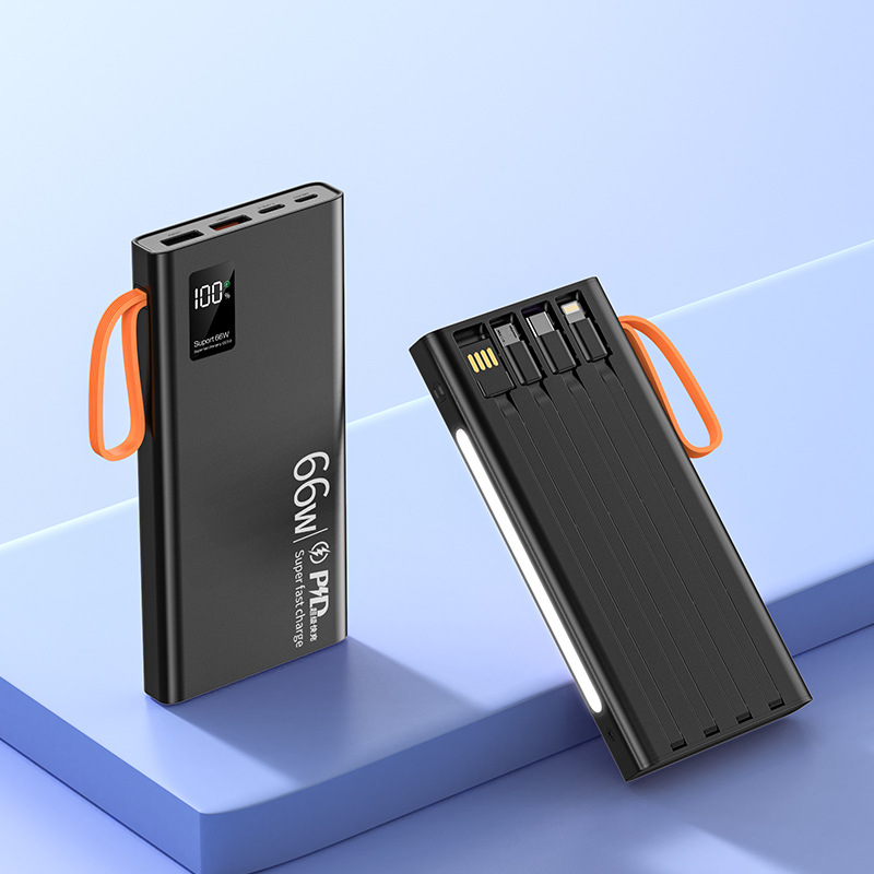 66W de carga súper rápida teléfono móvil universal auto-cableada banco de potencia de gran capacidad 30000 mA flash de Carga fuente de alimentación móvil