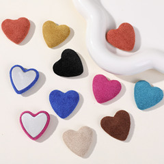 港式復古布藝愛心心形桃心紐扣貼片diy頭飾髮夾發繩配飾材料批發
