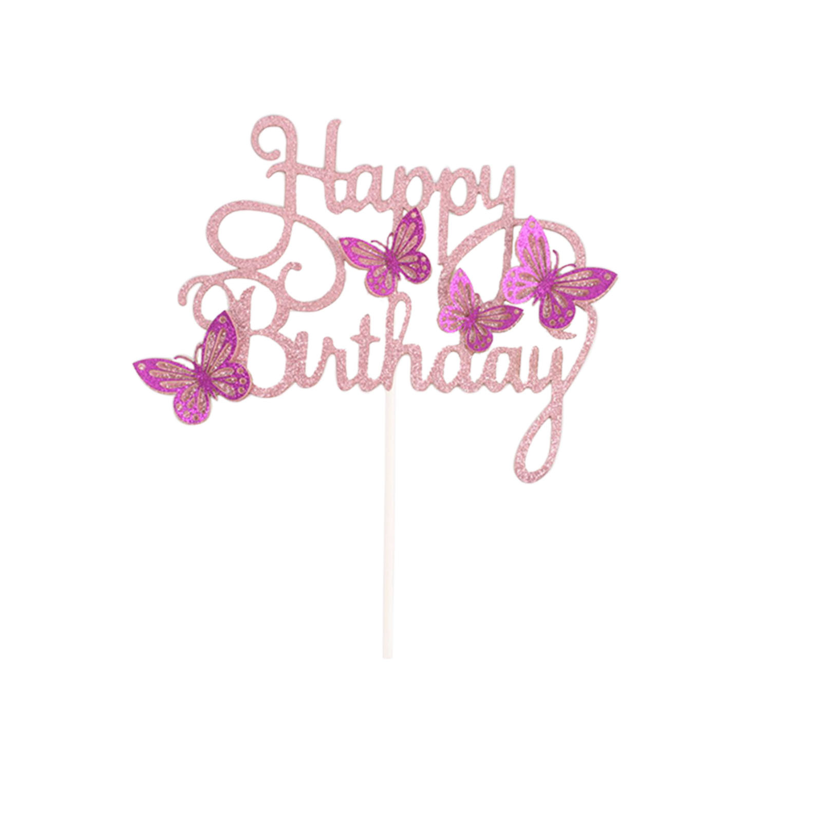 Decoración de fiesta postre multicolor horneado tarjetas feliz cumpleaños letras inglesas tarjetas mariposas