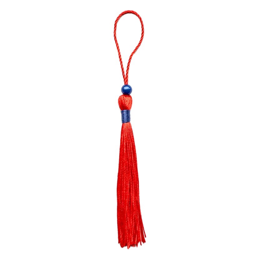 Small tassel bookmark U disk red envelope tassel pendant wear sapphire blue beads gold beads small tassel ice silk polyester tassel spike