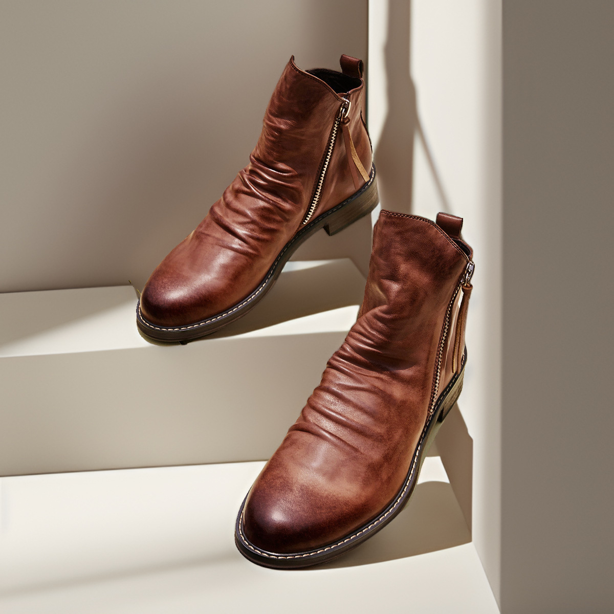 Férfi cipők Ősz és Tél Kétoldalas Cipzár Csúszásgátló Aljjal Férfi Csizmák Férfi Cipők Bojtos Csizmák Férfi Bőr Csizmák Nagy Méretben_voghion.com