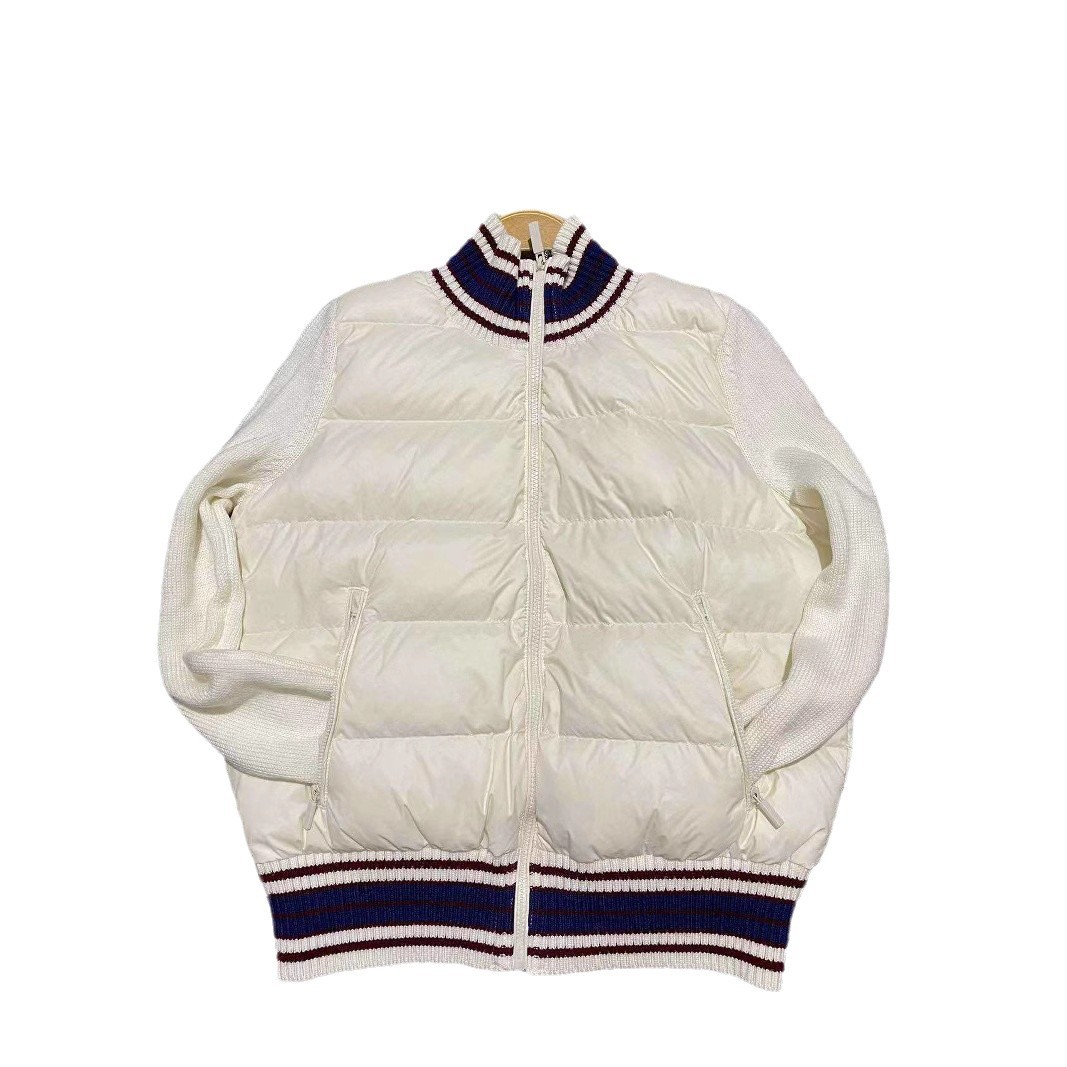 Hazzy's Damen Daunenjacke mit kurzen Strickärmeln und Spleißen, leicht, Stehkragen_voghion.com