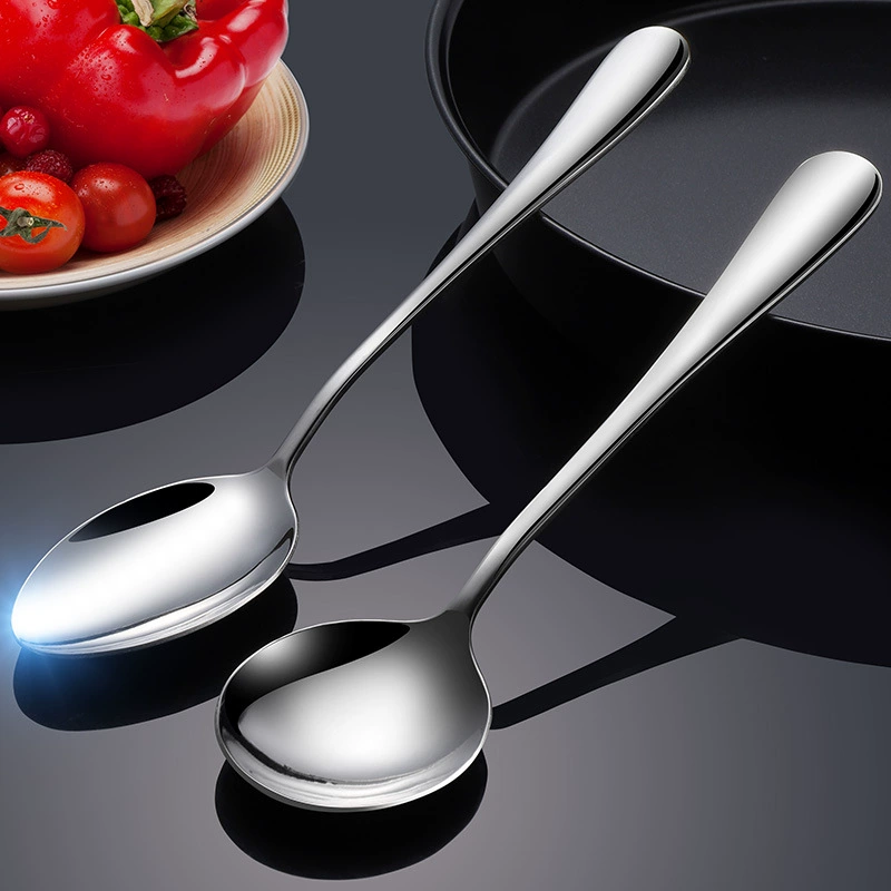 Ложка из нержавеющей стали, суповая ложка, десертная ложка с длинной ручкой, утолщенная ложка с заостренным кончиком, оптовая продажа столовых приборов для отелей, утолщенная и прочная