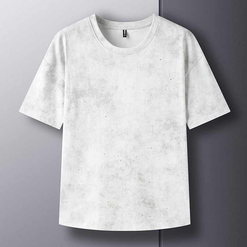 Men's quality solid color fashionable T-shirt with a round collar…