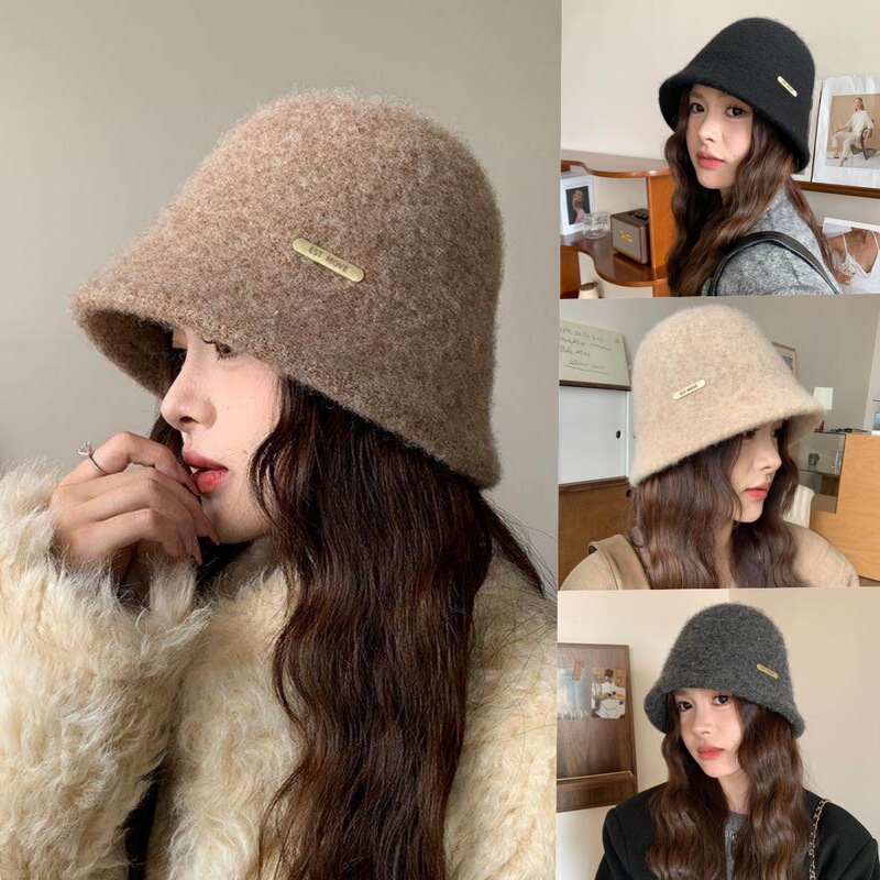 Women's Fisherman Hat for Autumn and Winter, New Versatile Bucket Hat with a High-End Feel, Suitable for Large Head Circumferences, Makes the Face Look Smaller, Keeps Warm Women's Fisherman Hat for Autumn and Winter, New Versatile Bucket Hat with a High-End Feel, Suitable for Large Head Circumferences, Makes the Face Look Smaller, Keeps Warm