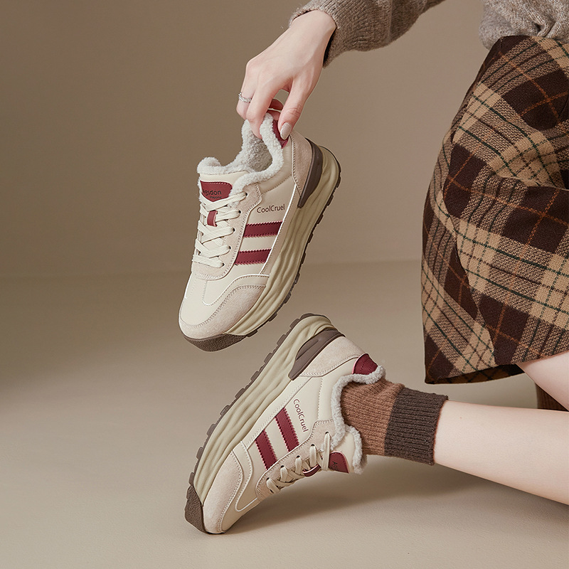 Zapatos de algodón retro retro Mirad de primavera 2026 nuevos zapatos de entrenamiento deportivos de suela gruesa