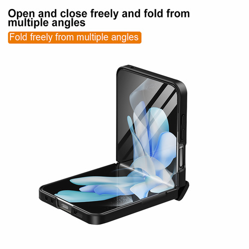 Suitable for Samsung Z Flip5 mobile phone case, spring hinge, hand strap, ring, shell and film integrated flip5 anti-fall protective cover