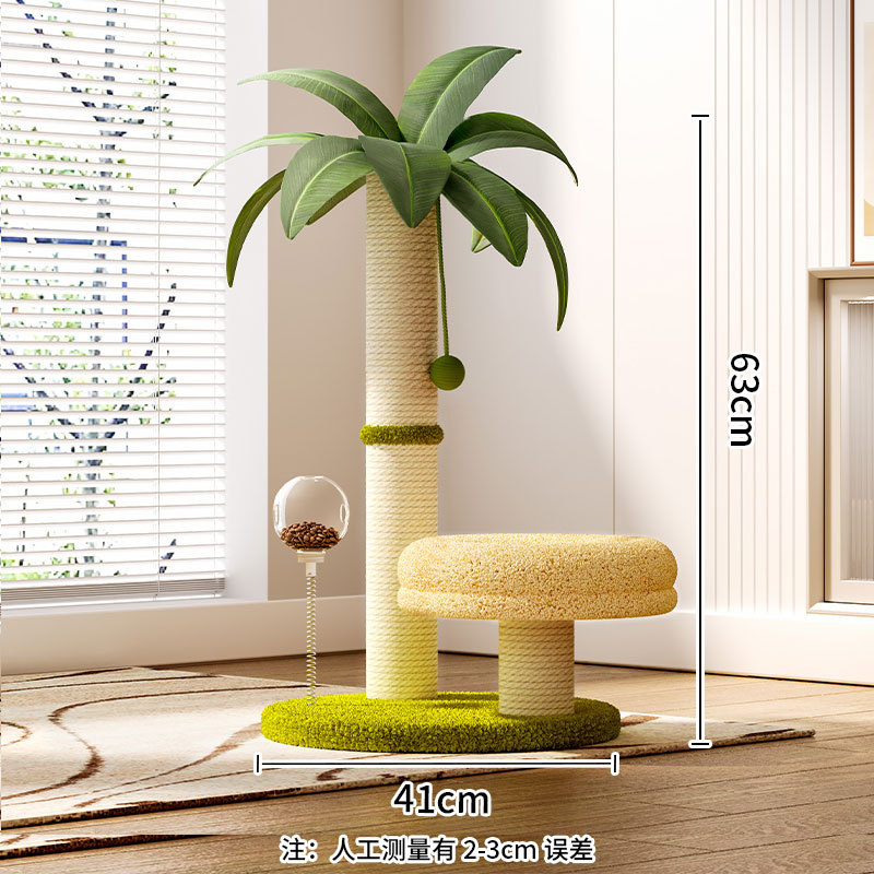 Summer Coconut Island Island Marco de escalada para gatos Cuerda de cáñamo grueso de madera maciza Gran nido para gatos multicapa Tumbona integral hamaca para gatos