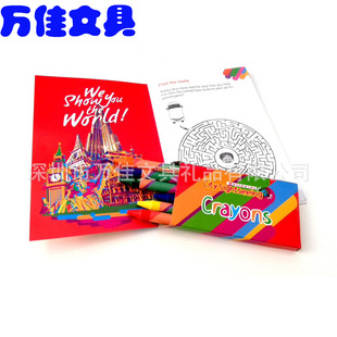 6-Pack Crayon Carton Plus Coloring Book Set Coloring Crayon Set Coloring Crayon Combination Book Gift