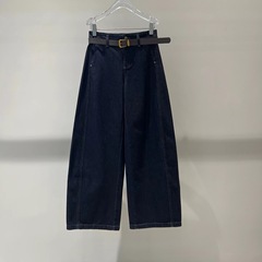艾**丝女装2025秋装新款牛仔蓝宽松高腰牛仔裤女阔腿裤AR324109