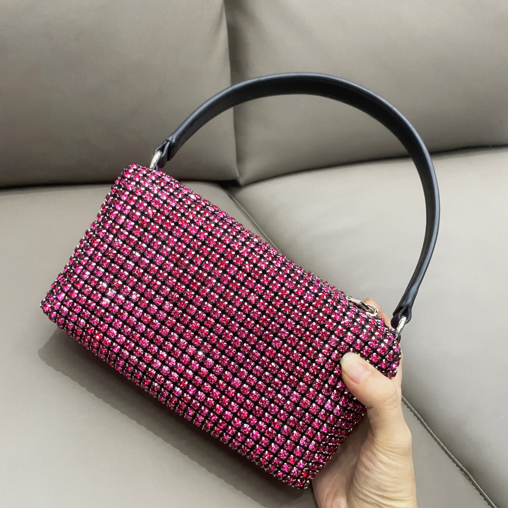 Rhinestone Top Handle Bag Sparkling Crystal Mini Shoulder Purse_voghion.com
