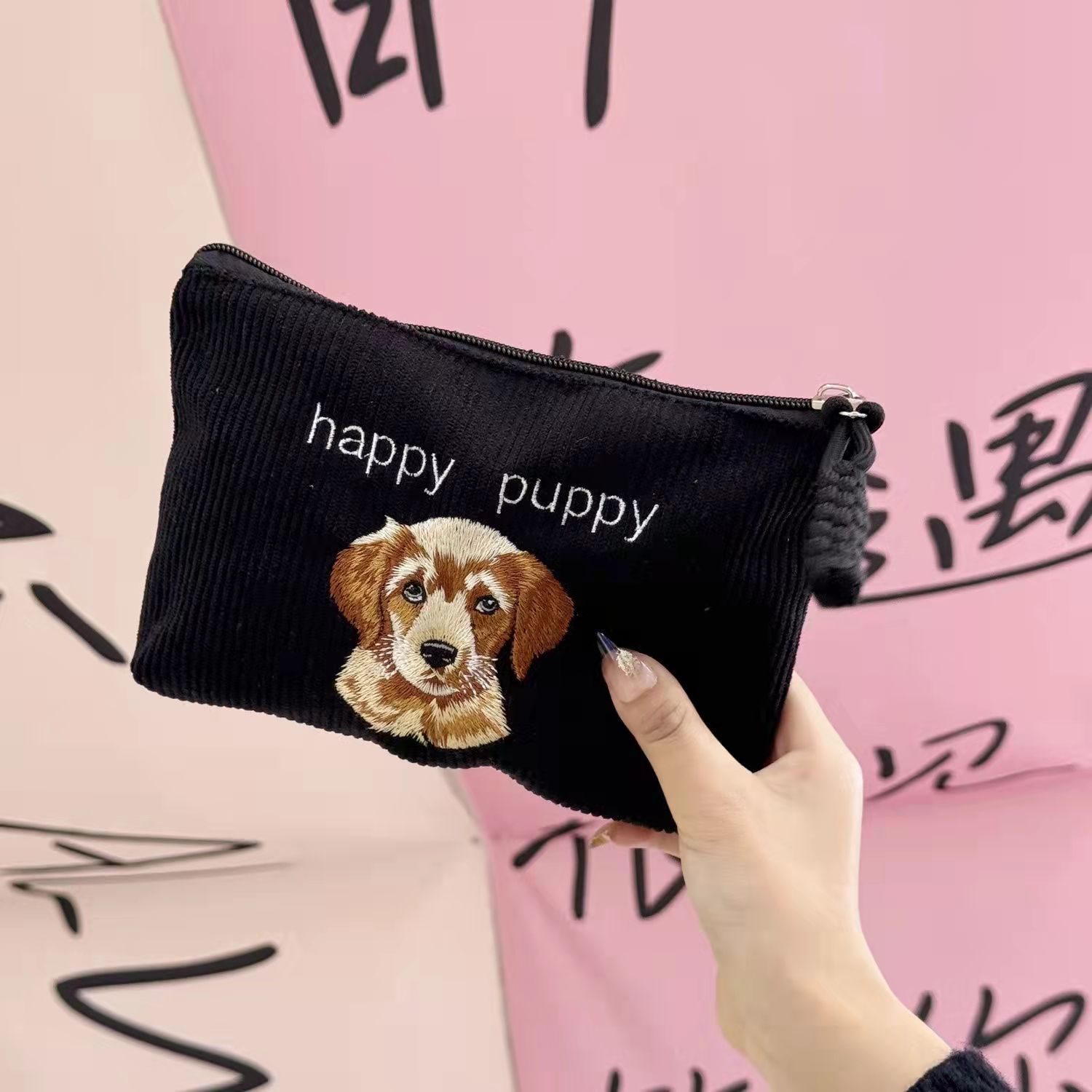 Bolsa de maquillaje de bordado de tenue agujas nicho color de viaje portátil bolsa de almacenamiento de productos de cuidado de la piel bolsa de lavado