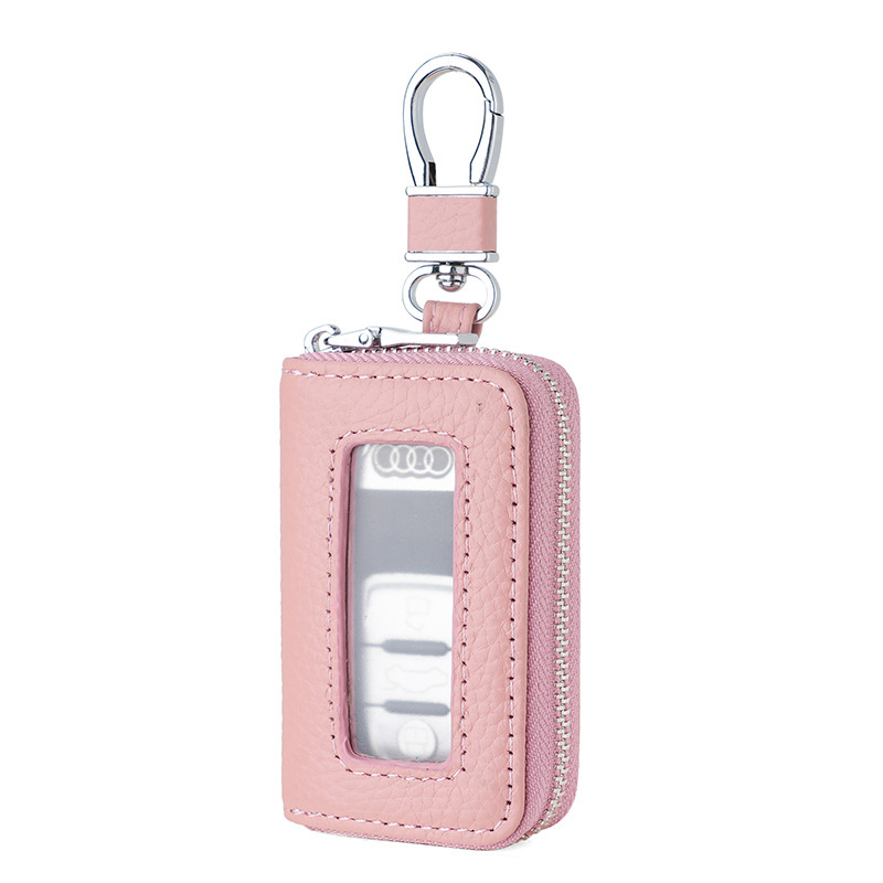 Nuevos productos transfronterizos, bolsas de llaves de automóviles de cuero suave, ventanas abiertas, bolsas de llaves de automóviles de cuero PU, cremallera japonesa y coreana, explosión multicolor.