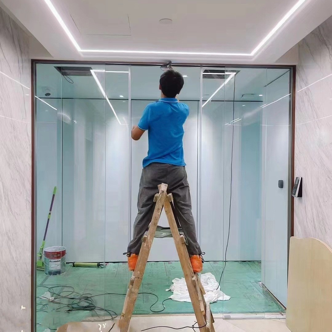 Suzhou Changshu puerta de inducción de vidrio eléctrica puerta de servicio pesado puerta de control de acceso de la oficina de hotel conjunto completo de instalación y mantenimiento