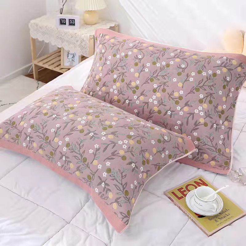 8-layer quilted gauze travel pillowcase for adults, single use, color-woven pattern, suitable for all seasons, soft, wholesale