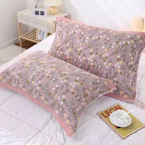 8-layer quilted gauze travel pillowcase for adults, single use, color-woven pattern, suitable for all seasons, soft, wholesale