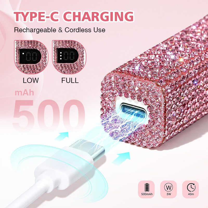 Lámpara de manicuría de diamante portátil de luz recargable de secado rápido no negro de mano UV pegamento horneado lámpara especial para manicuría image 4