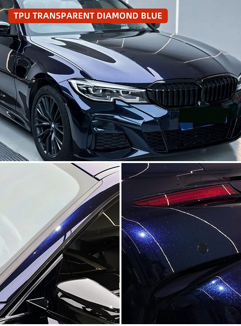 Chameleon Flash Diamond White Flash Blue Tpu Repairable Color-Changing Anti-Scratch 7.5Mil Car Paint Protection Film (Ppf)