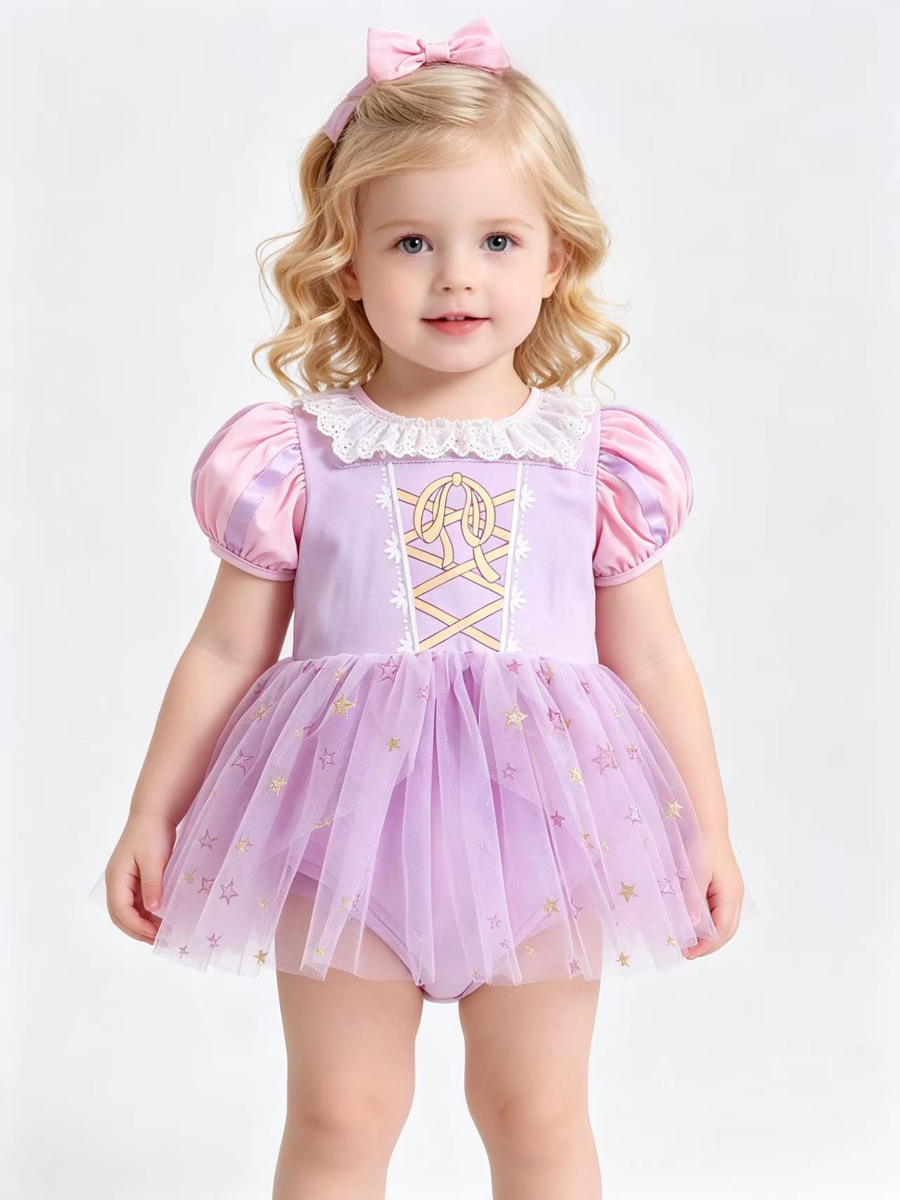 Verano transfronterizo nueva niña hermosa princesa puede abrir mamelena niña linda estrella falda vestido hinchado