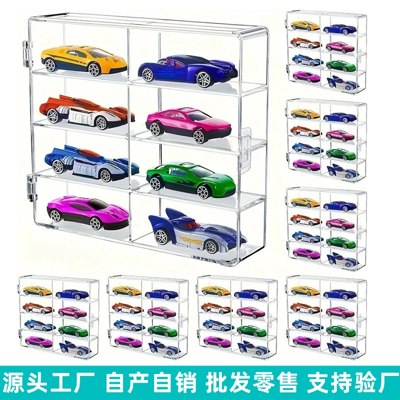 Стеллаж для хранения и демонстрации моделей машинок 1:64, пылезащитный, прозрачный, акриловый витринный шкаф