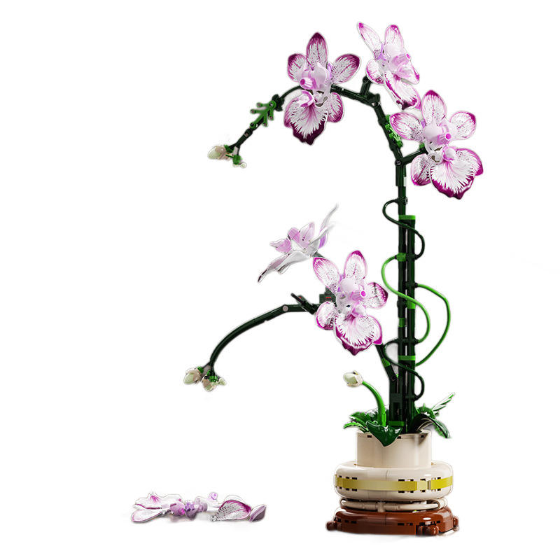 Belleza y transfronterizos 13113-14 bloques ramo de flores regalo de San Valentín modelo de flores eternas ensamblaje juguetes orquídeas adornos image 6