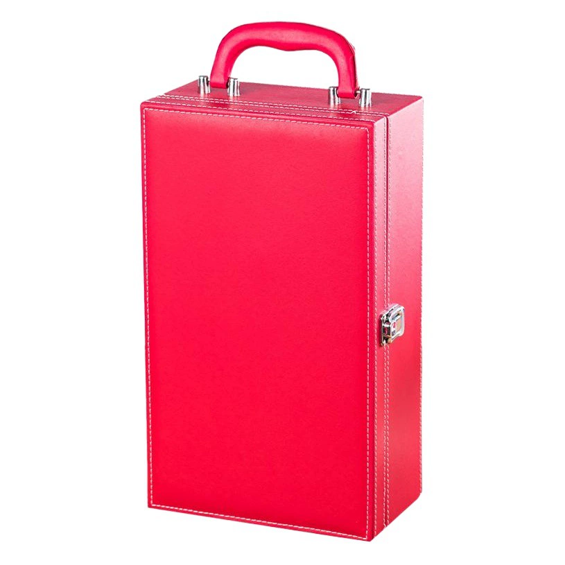 Высококачественный двойной красное вино кожа коробка вина упаковки подарочной коробке черный Красного вина упаковочной коробки 2 бутылки вина коробки производители