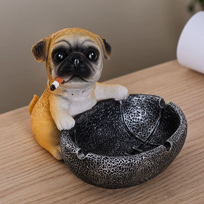 Funny and Cute, Fashionable – Car ashtray - ball-holding-dog-ashtray-yellow-silver