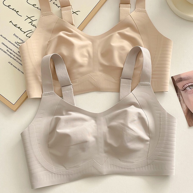 Rabbit Ear Cup Traceless Litching Underwear Summer Thin Large Chest Small Parammary Anti-sagging plus size Soft Support Bra