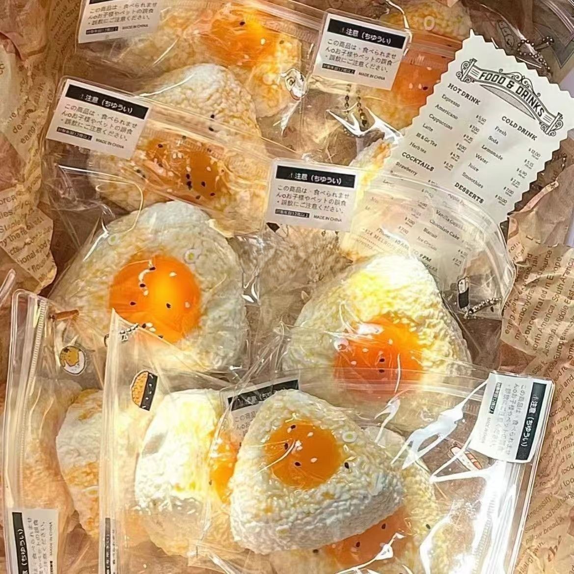 小红书三角芝麻蛋黄饭团捏捏乐超软仿真食玩烂手泥感慢回弹捏捏樂