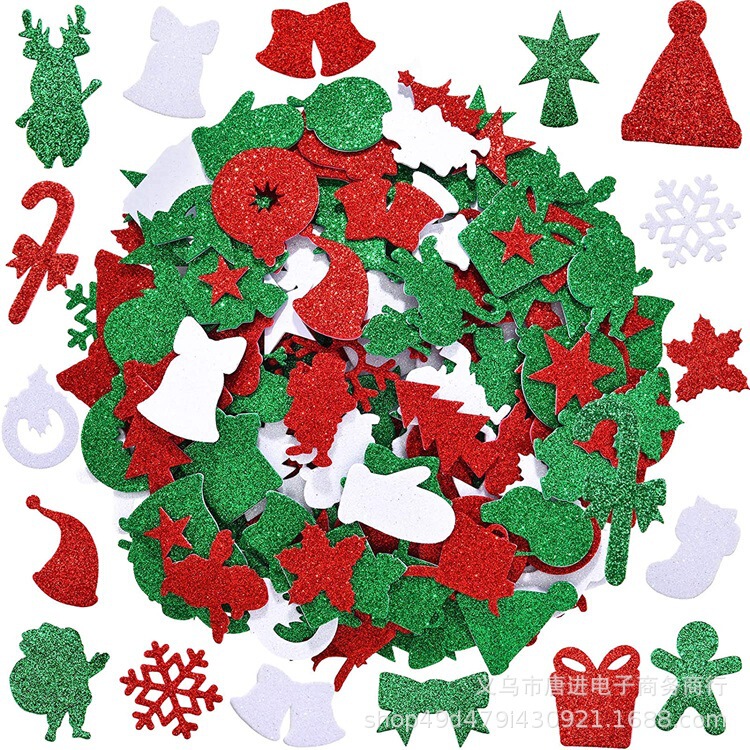Diyクリスマス金粉泡シール自己接着32種類の形状シール子供クリスマスパーティー工芸品雪だるま|undefined
