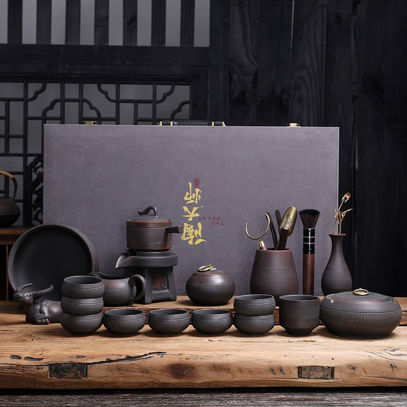 High-end tea set for office, retro ceramic gift box, teapot, light luxury style