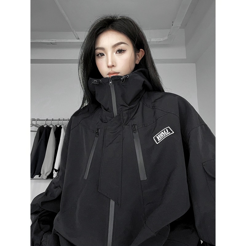 Chaqueta de estilo americano hombres primavera y otoño moda todo fósforo chaqueta funcional con capucha suelta marca de moda ins chaqueta de ropa de trabajo al aire libre