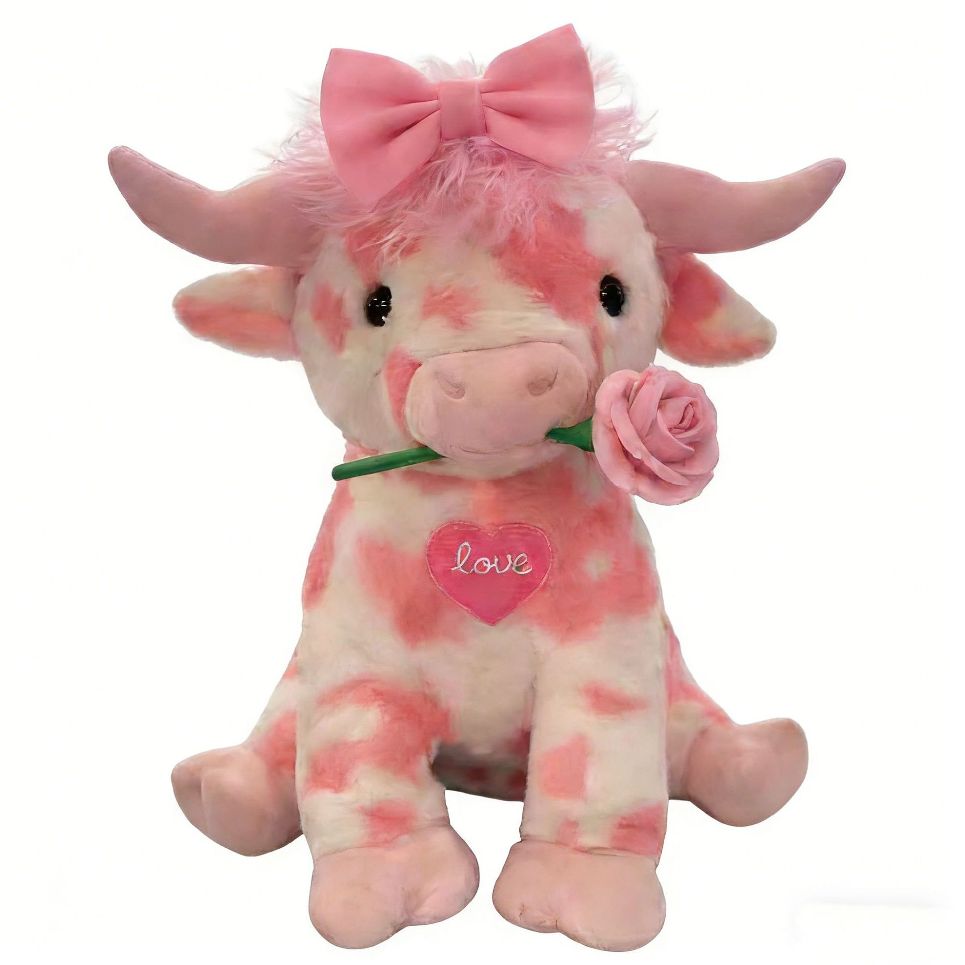 Peluche de vaca highland cor-de-rosa fofa presente namorados_voghion.com