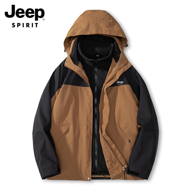JEEP SPIRIT 신상품 남녀용 어썰트 재킷 의류 3종 2피스 세트 커플 아웃도어 재킷