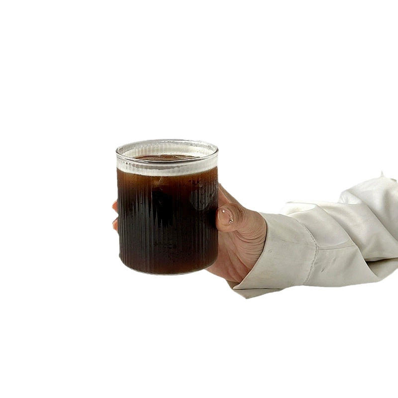Borosilicate Glass Vertical Ribbed Cup, Single-Layer Clear, 300–560 ml Capacity