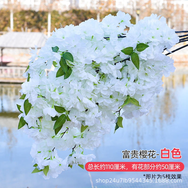 Simulación de flores de cereza flores de melocotón flores de pera flores de ciruela flores de bodas flores falsas vid decoración jardín balcón red de manglares paisaje de pared