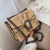 Chain, fashionable elite bag one shoulder, autumn, trend of season