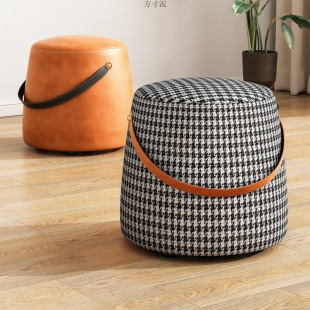 Trendy Houndstooth Minimalist Lifestyle Portable Stool Lazy Tatami Shoe-Changing Stool Houndstooth Stool Manufacturer Cross-Border E-Commerce