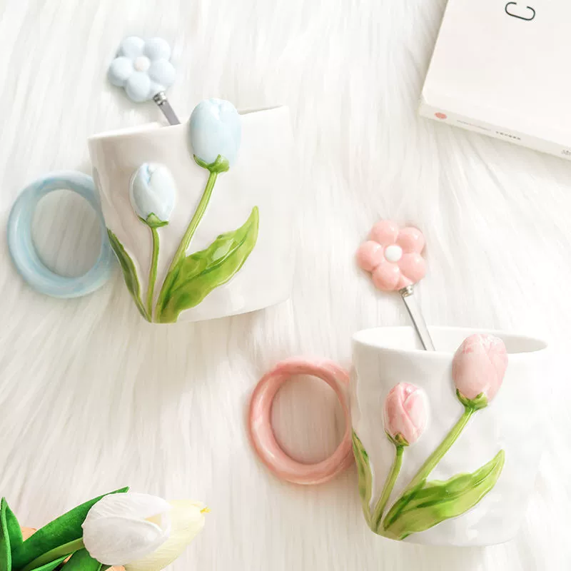 Вкус высокоценного tulip кружка нишевый дизайн керамическая чашка детская семейная питьевая чашка кофейная чашка