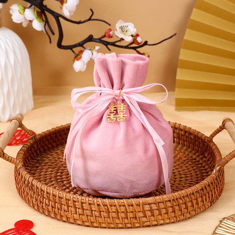 ヨーロッパ式の喜糖袋の創意的な丸い糸の布の結婚式の喜糖の箱のお土産の結婚祝いの祝日のプレゼントの袋の束のポケット|undefined