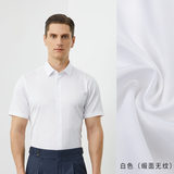 Trắng - Tay ngắn - Nam - Cổ vuông (vải satin dệt trơn)