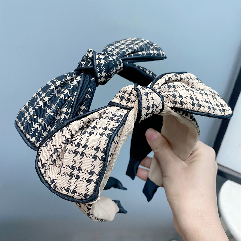 New Lattice Bow Headband Wash Face Hair Band French Korean With Wire Headdress display picture 8