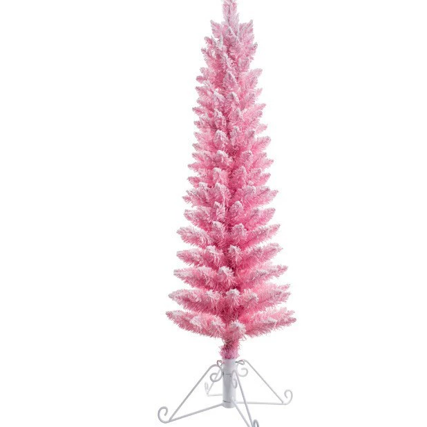 Премиальная декоративная ель высотой 4 фута 120 см, розовая махровая Christmas Tree с 50 прозрачными накалёнными огнями