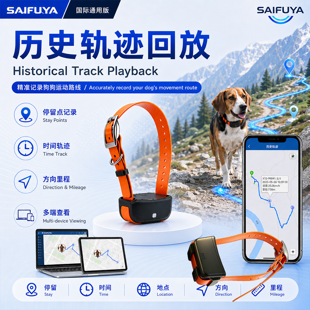 Pet GPS tracker for large猎犬，防丢设备，海外国际通用版，谷哥多语言大容量。